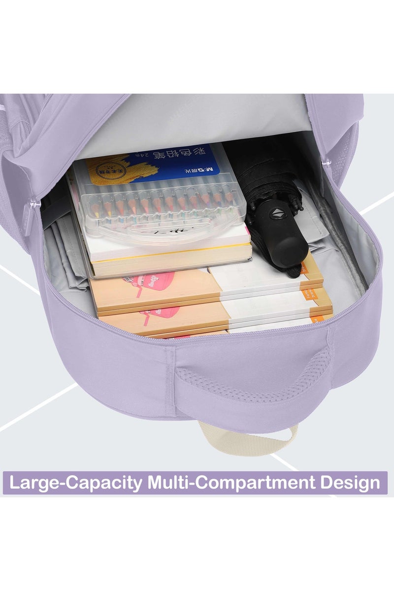 SUN EIGHT Premium 16.5-inch Light Weight School Backpack Water Resistant Polyester Kid’s Daypack for Girls, SE22222, Purple - Image 5